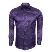 SL 446 Мужская фиолетовая рубашка с принтом и манжетами под запонки Мужские рубашки